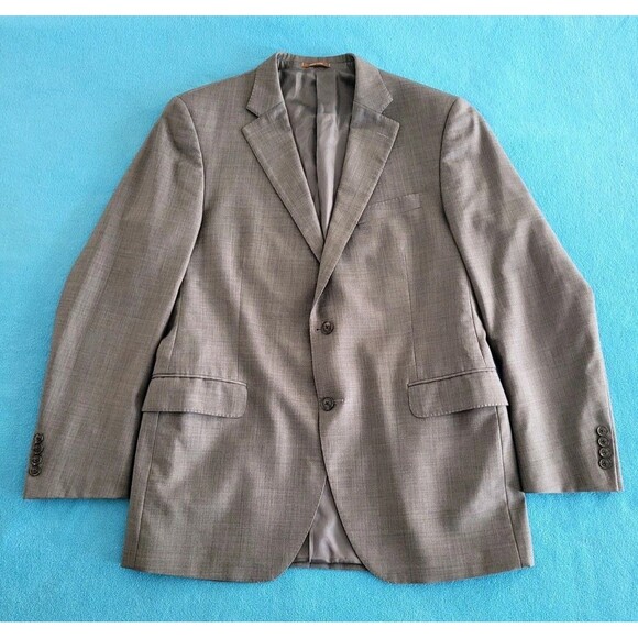 Peter Millar Sharkskin Gray Men Blazer Virgin Wool Sport Coat Jacket Size 44T - Picture 2 of 16